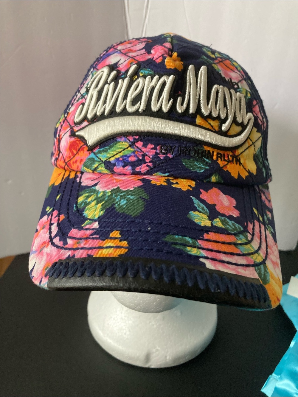 Riviera Navy Floral Women’s Cap with Bright Floral Blooms Robin Ruth
